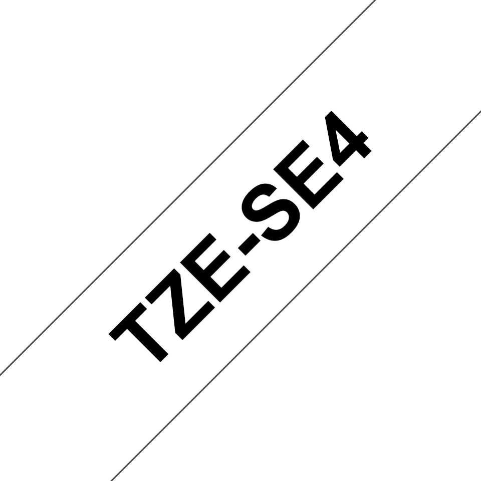 Brother original TZeSE4 sikkerhetstape - sort på hvit, 18 mm bred